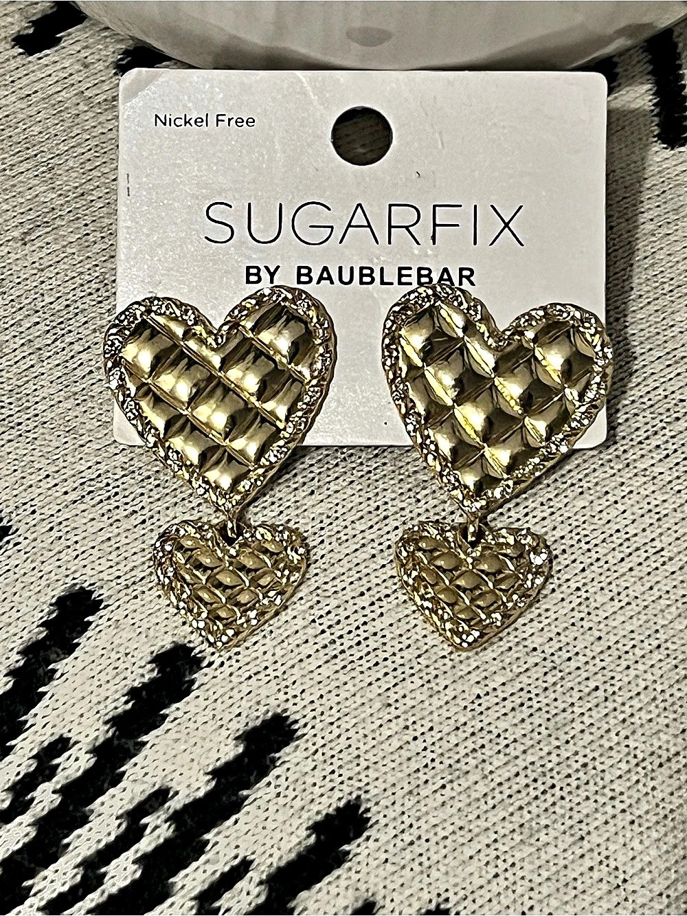 Sugarfix by BaubleBar Quilted Heart Drop Earrings
